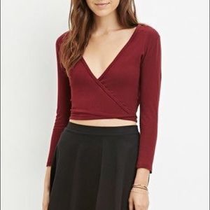 NWT tie front wrap crop top